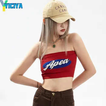YICIYA Straplez Seksi Örgü Üst kadın Giyim Backless Slim Fit Tankları Streetwear Moda Kırpma Üstleri Yaz Yeni Y2k Giysileri