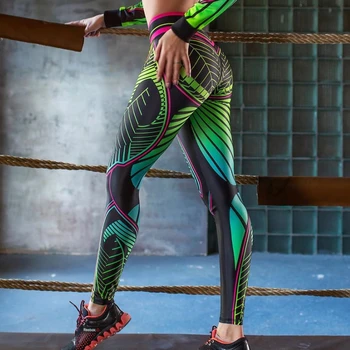 Yoga Pantolon Kadın Benzersiz Spor Baskılı Egzersiz Spor Koşu Tayt Kadın Seksi Push Up Spor Giyim Elastik Ince