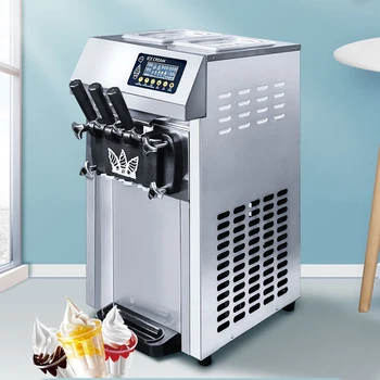 Yumuşak Dondurma Makinesi Üç Lezzet 220V 110V Ticari Taze Tutmak Gece Masaüstü Dondurma Yapma
