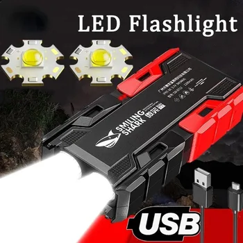 Yüksek Güç parlak LED el feneri Askeri Taktik El Feneri Güçlü USB Şarj Edilebilir El Feneri Açık Kamp Yürüyüş Meşale