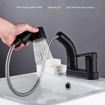 Yüksekliği Ayarlanabilir Banyo Havzası lavabo musluğu Çekin Durulama Püskürtücü Gargara Fırçalama Dokunun mutfak musluk