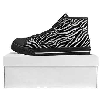 Zebra Baskı 3D Moda Yüksek Top yüksek kaliteli ayakkabılar Mens Womens Genç kanvas Sneaker Gelgit Baskılı Rahat Çift Özel Ayakkabı