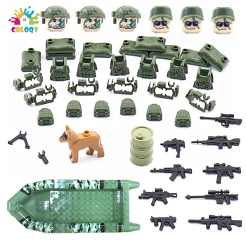 Çocuk Oyuncakları 6 adet / grup Mini Askeri Rakamlar Yapı Taşları Yeşil Özel Ordu Askerleri Saldırı Botu Silahlar Silah Oyuncaklar Boys İçin hediye